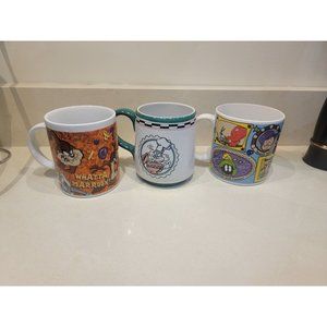 Lot of 3 Looney Tunes Bugs Bunny Chef Warner Bros Taz Mugs What's Up Doc Stinker